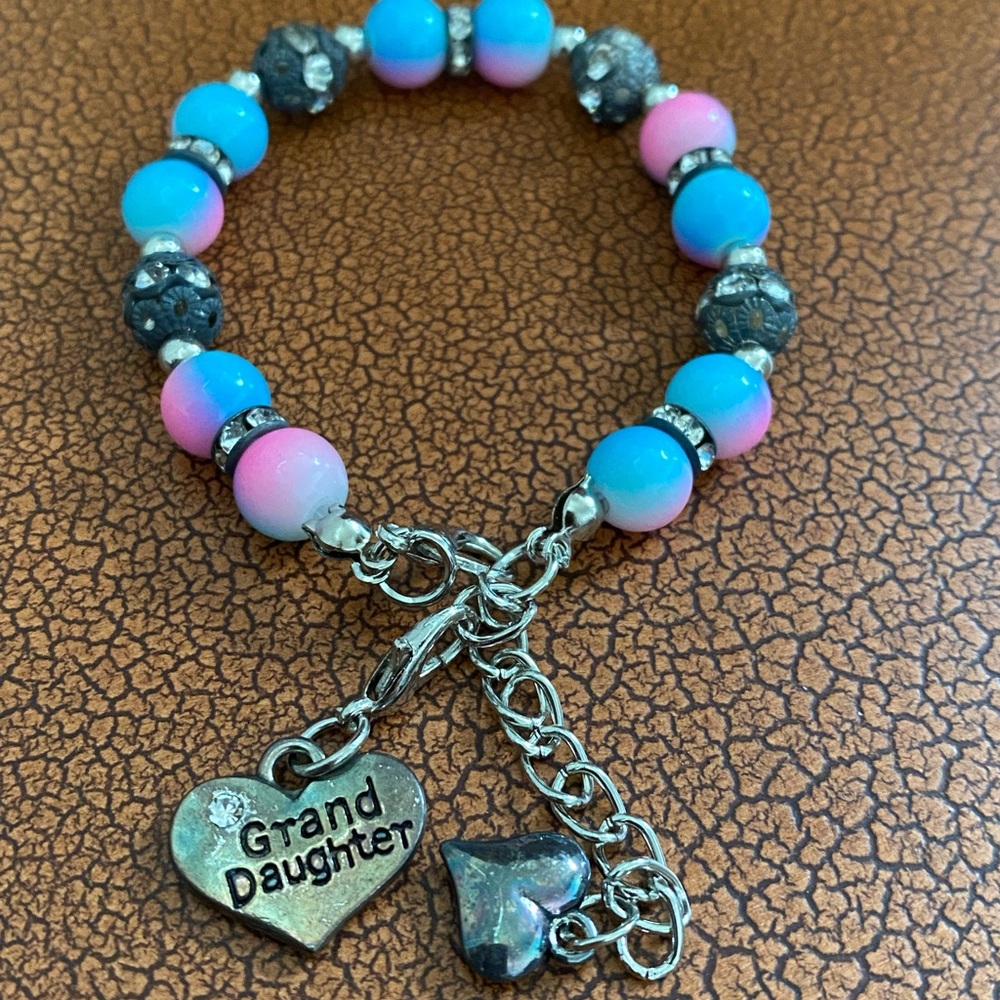 Bracelet Charm Granddaughter Pink Blue Charm 6”+2”. (#8) - Picture 6 of 10